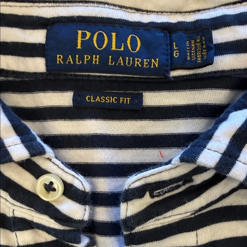 Polo by Ralph Lauren Men's Navy and White Striped Polo Shirt